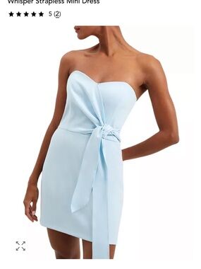 French Connection Whisper Strapless Mini Dress with Side Tie pale blue size 8